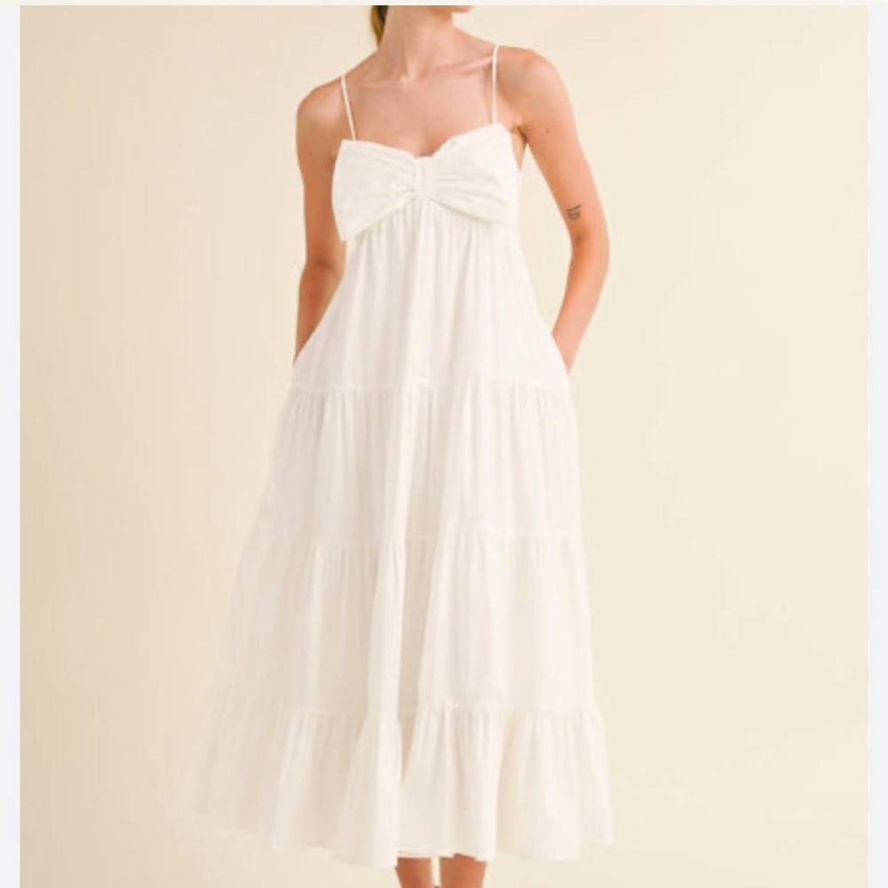 White Tiered Maxi Sundress with Spaghetti Straps